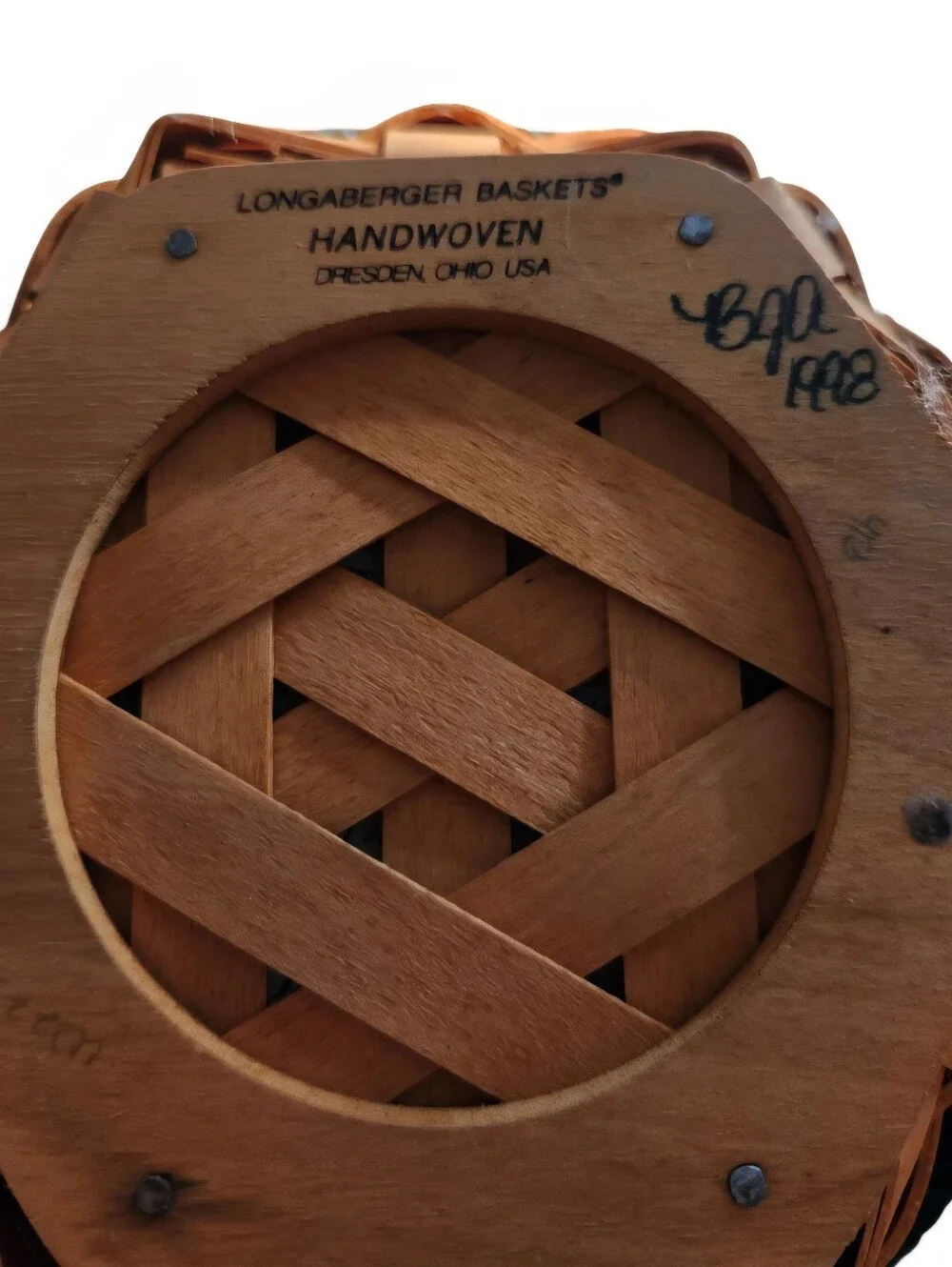Longaberger Hexagon Basket w/ Top & Plastic Liner